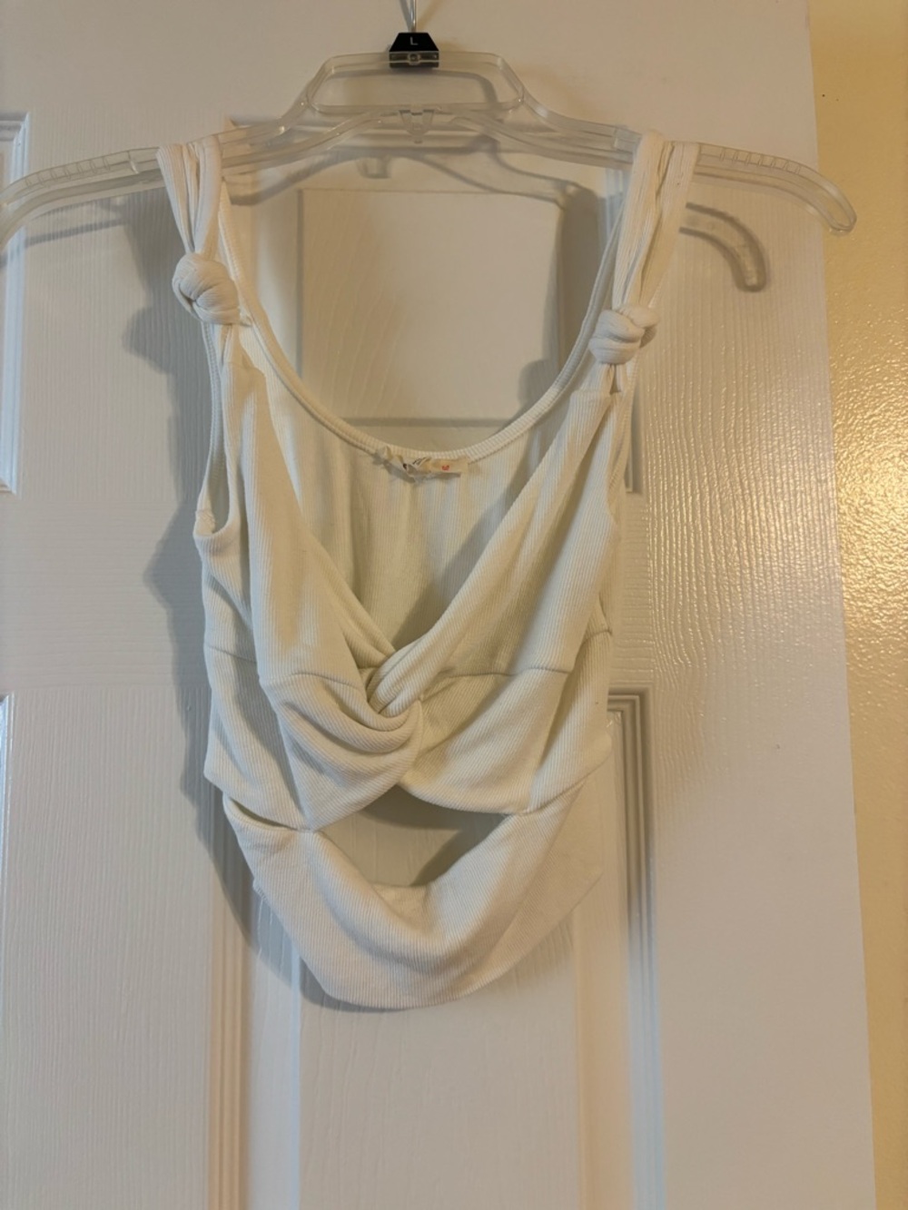 Le Lis White Twist-Front Knot Tank Top